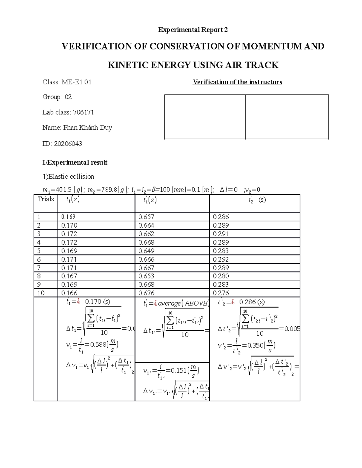 Experimental Report 2 updated - Experimental Report 2 VERIFICATION OF ...