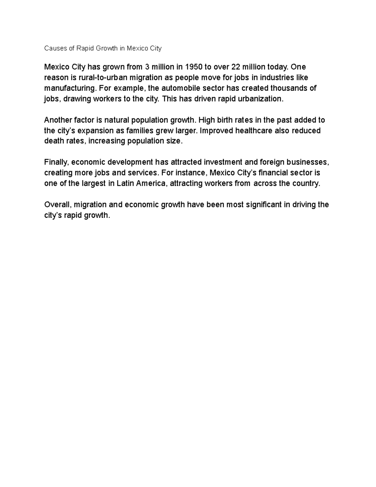 Causes of Rapid Growth in Mexico City: Migration & Economy Insights ...