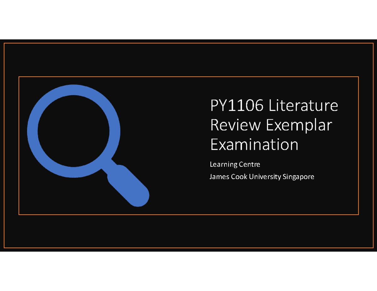 PY1106 Literature Review Exemplar and Writing Guidance - Studocu