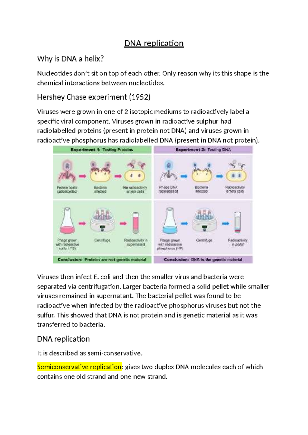 DNA Replication - Lecture Notes on Structure and Mechanisms - Studocu