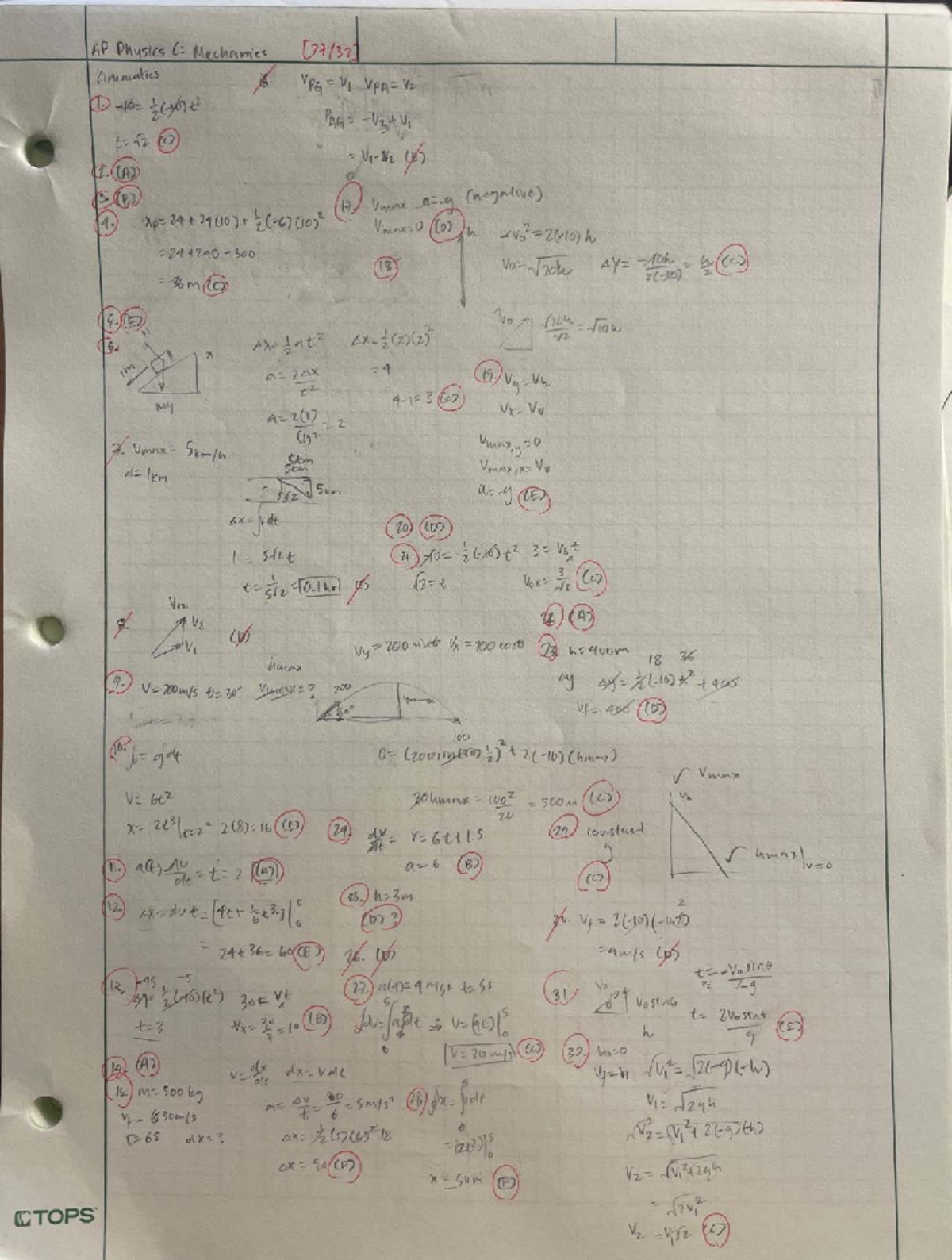 AP Physics C: Mechanics Kinematics MCQ Review (05-12-2025) - Studocu