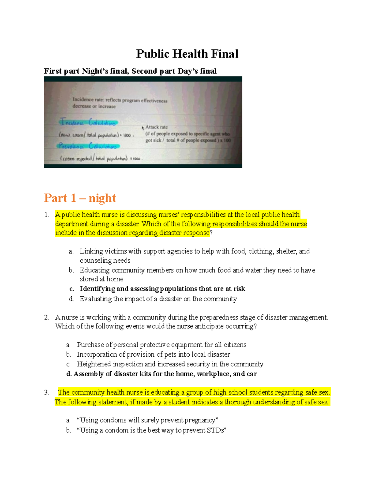 Public Health PN 101 Final Exam Review Notes - Studocu