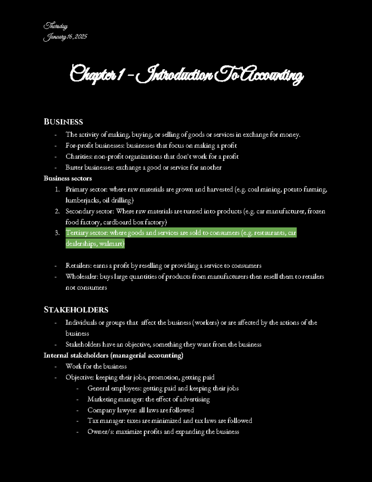Chapter 1 - January 16, 2025 Chapter 1 - Introduction To Accounting ...