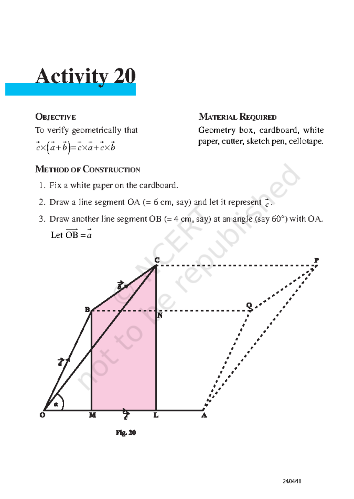 Activities 20 - METHOD OF CONSTRUCTION 1. Fix a white paper on the ...