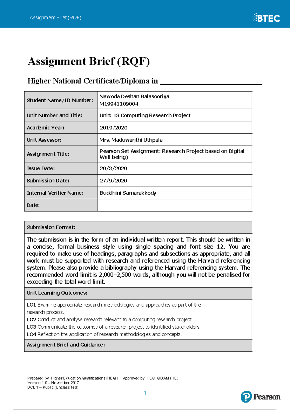 Unit 13 Research Project Assignment Brief (RQF): Digital Wellbeing ...