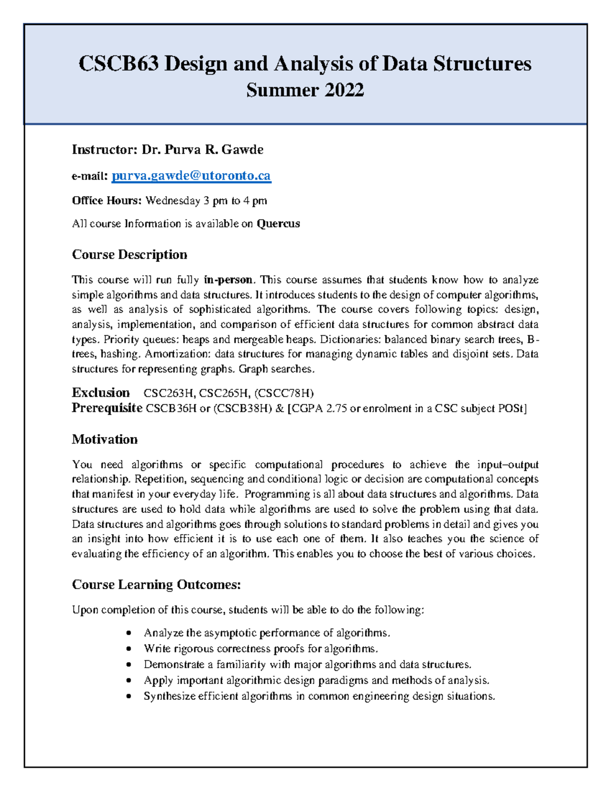 CSCB63 Summer 2022: Design & Analysis of Data Structures Notes - Studocu