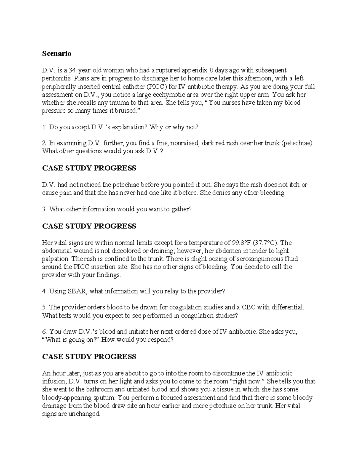 DIC Case Study-2 - DIC case study - Scenario D. is a 34-year-old woman ...