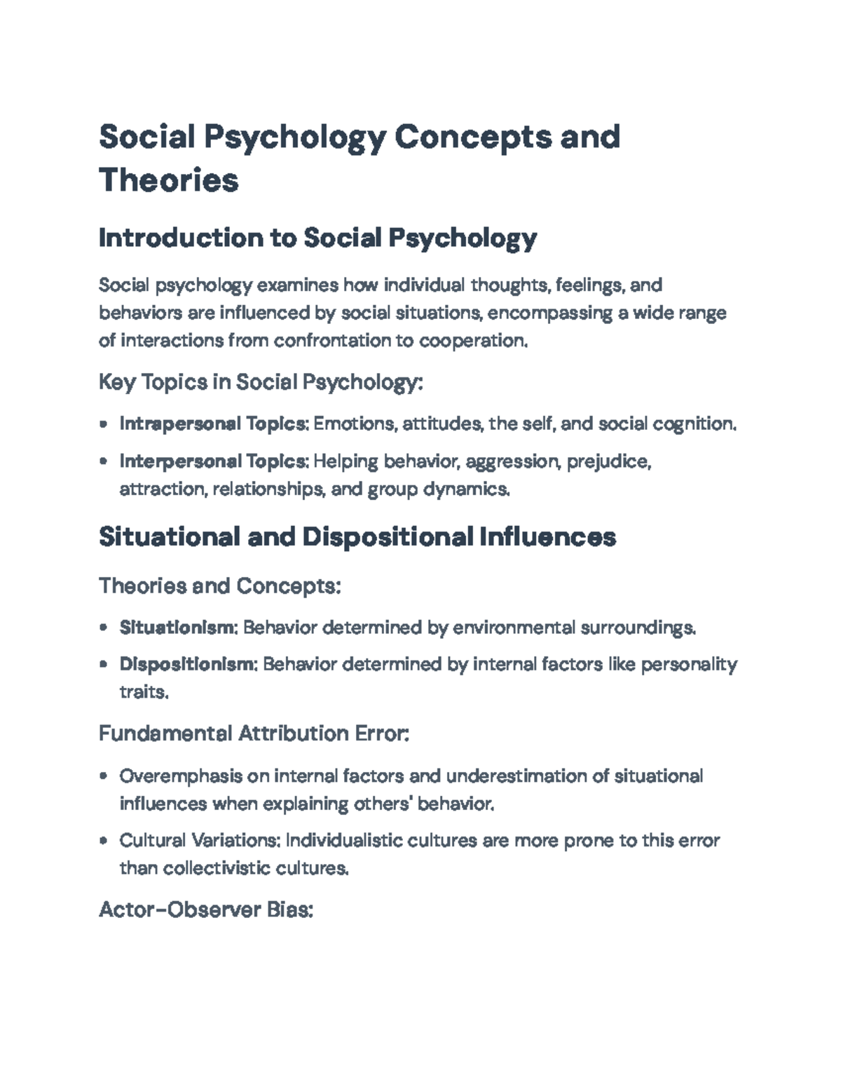 SOC 101: Key Concepts & Theories in Social Psychology Overview - Studocu