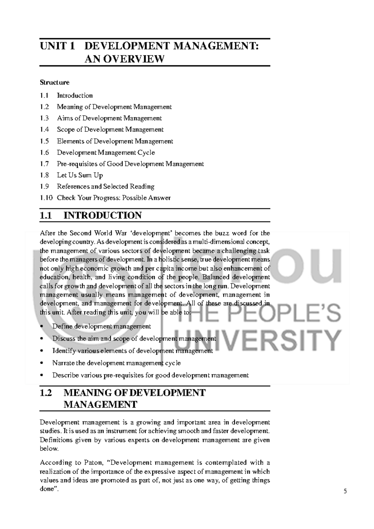 Unit 1 Development Management: Key Concepts and Overview - Studocu