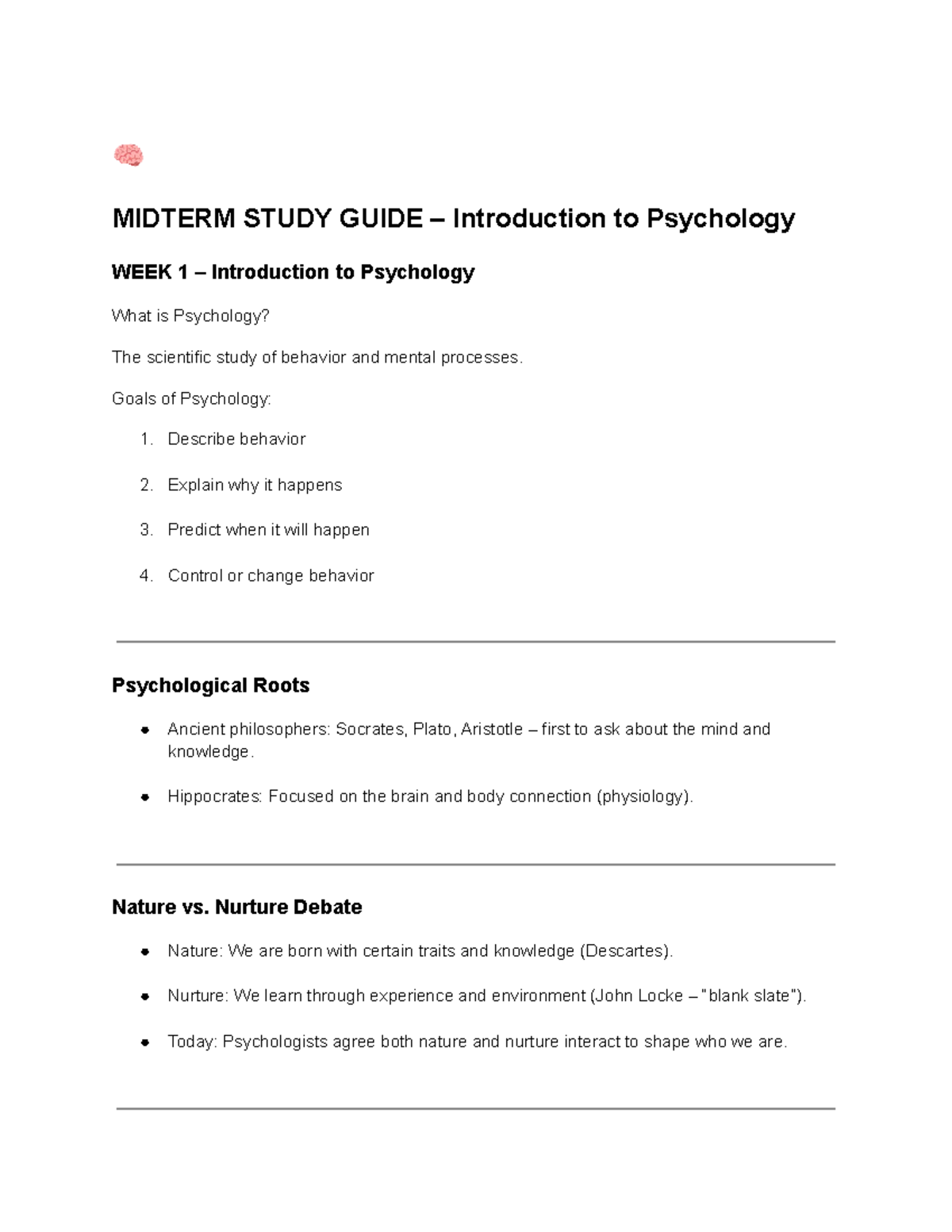 Psych 101 Midterm Study Guide: Key Concepts & Research Methods - Studocu