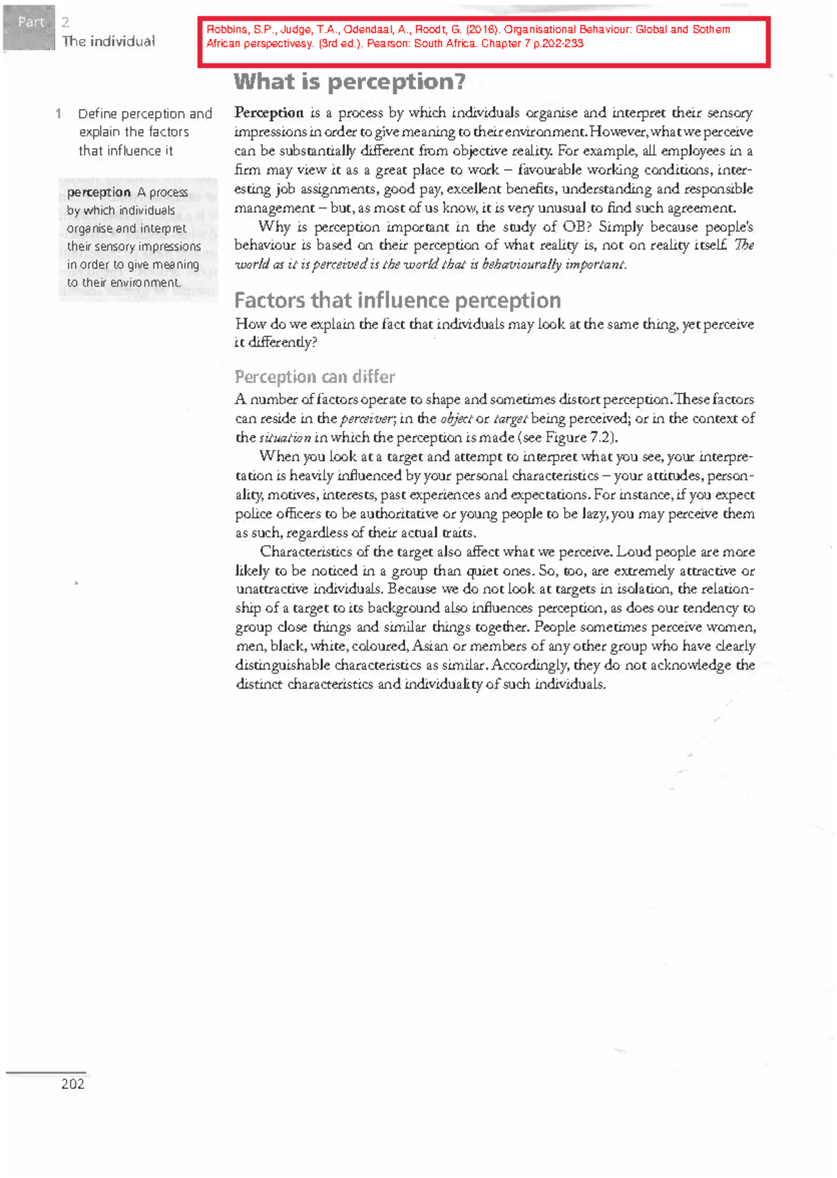 Study Unit 7 - Perception and Attribution Theory Overview - Studocu