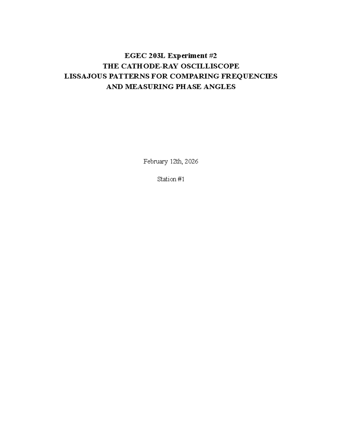 EGEC 203L Lab: Oscilloscope Lissajous Patterns & Phase Measurement ...