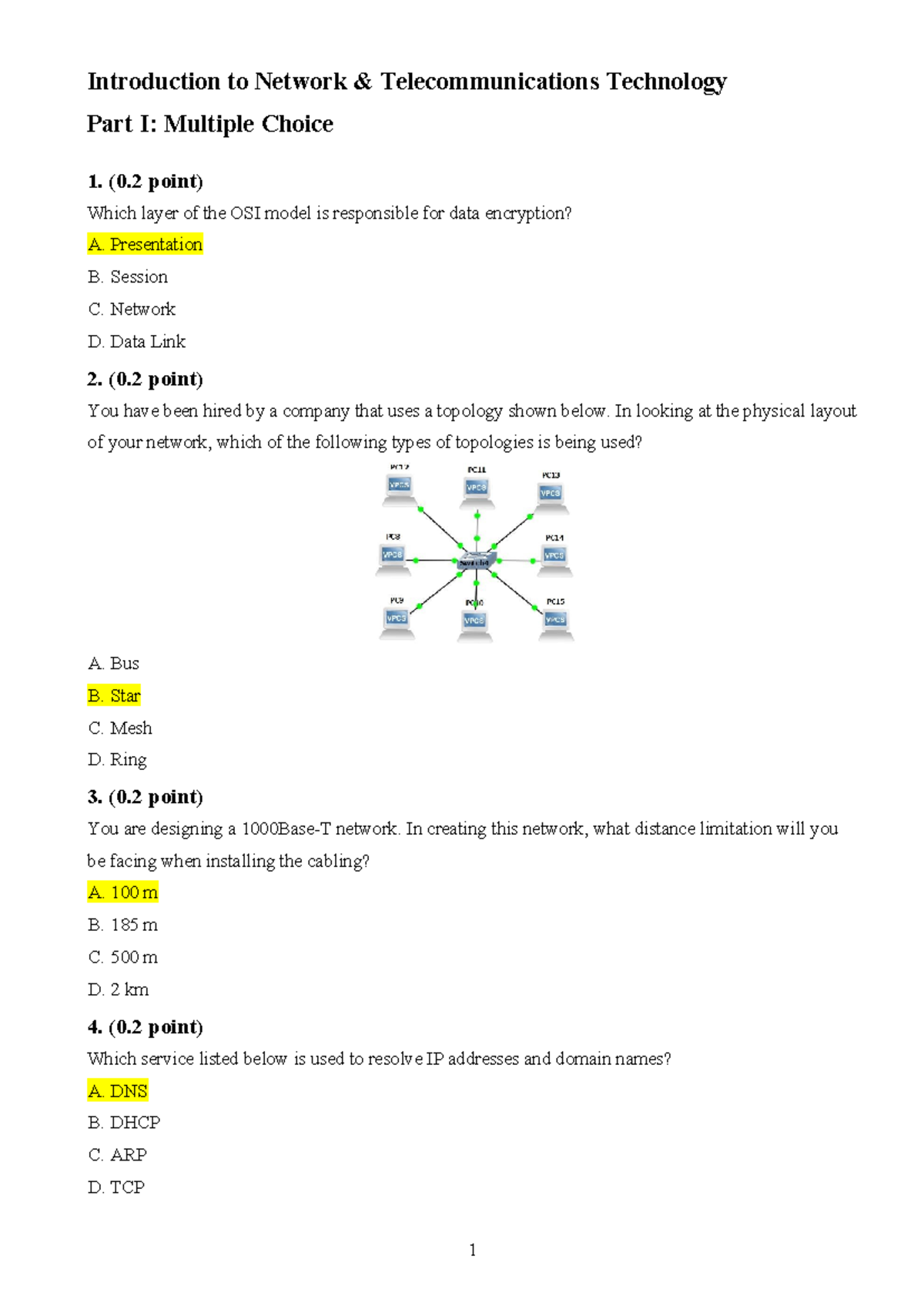 ## Network & Telecommunications Final Exam Review Notes (NTT 101) - Studocu