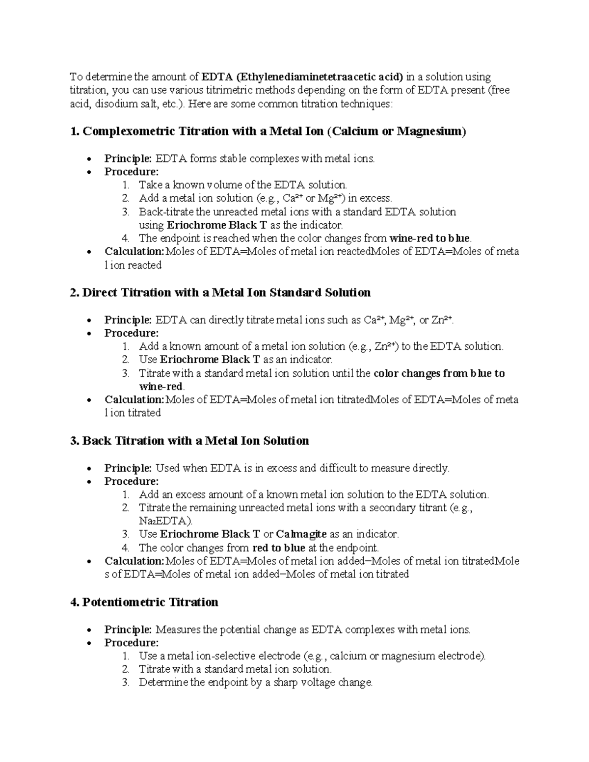 EDTA Titration - Ways and Types - To determine the amount of EDTA ...