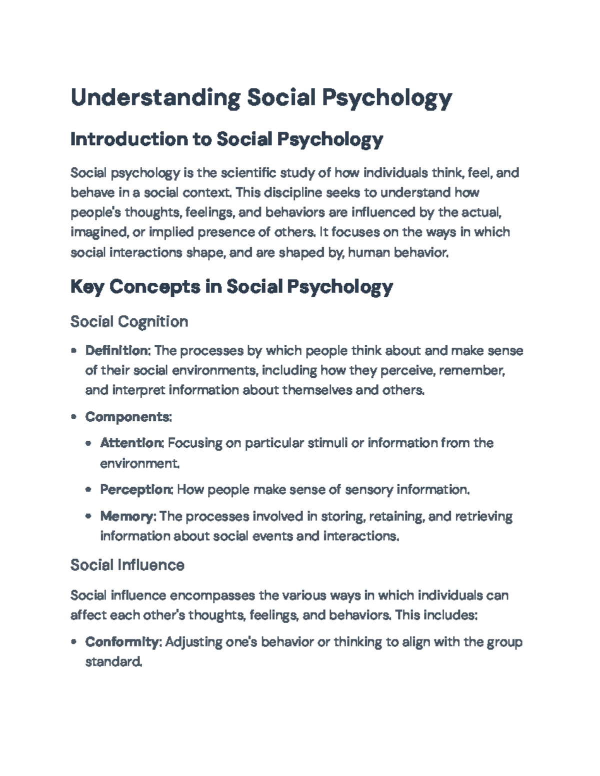 Social Psychology Overview: Key Concepts and Theories for PSY101 ...