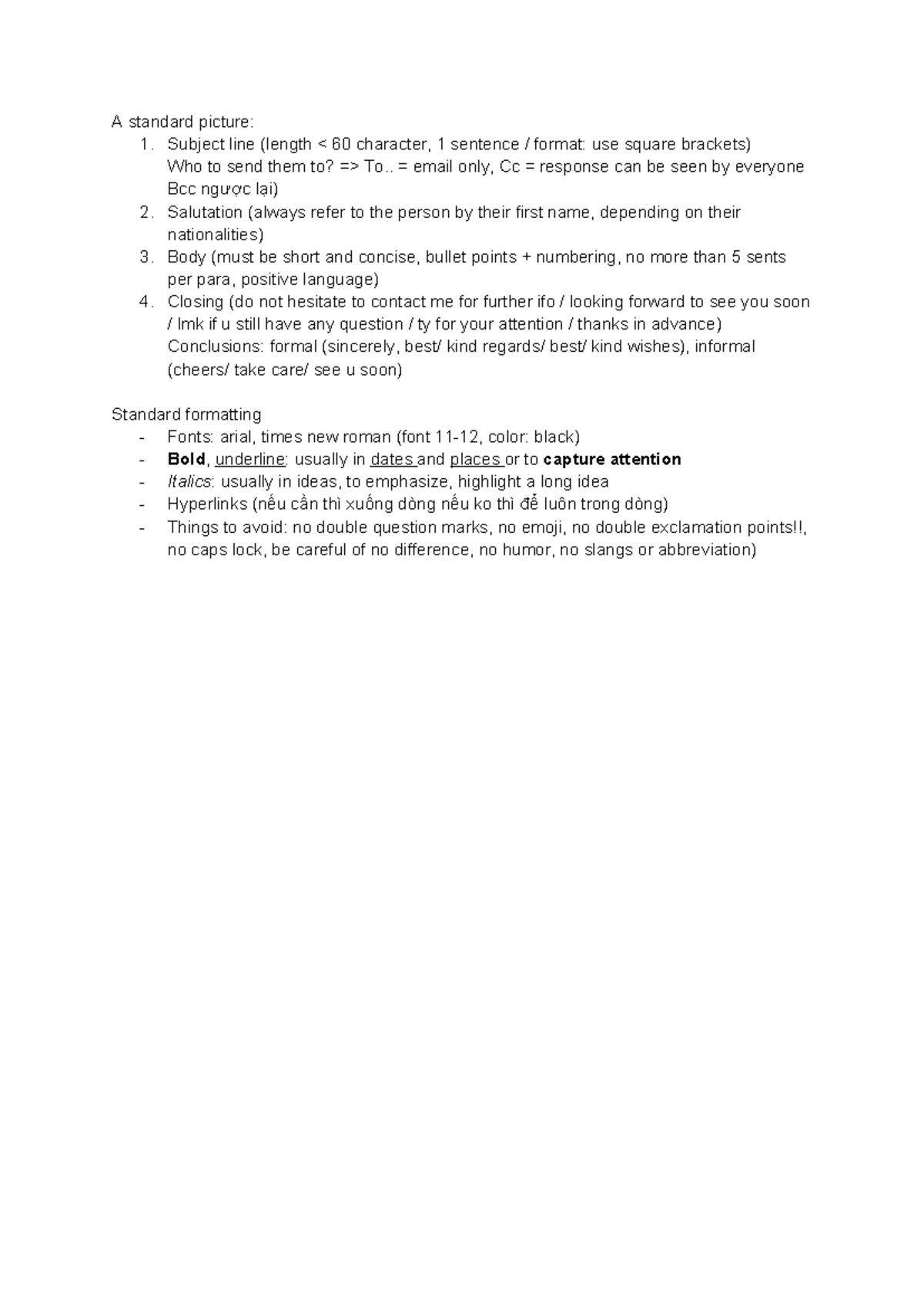 Email structure - ktstvb - A standard picture: 1. Subject line (length
