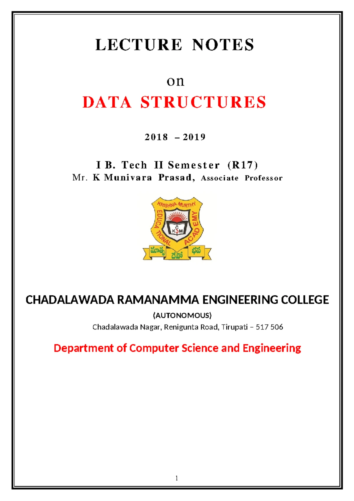 DATA Structures Laboratory New - Module - 1 Array Implementation ...