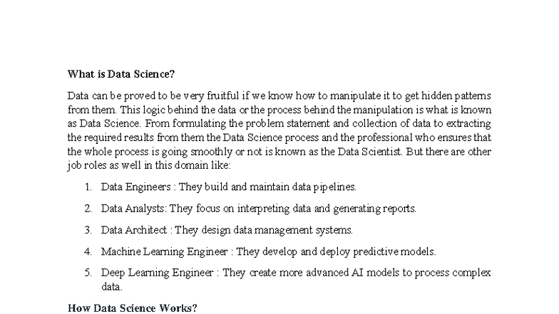 Data Science Process Overview - Notes for DS101 - Studocu