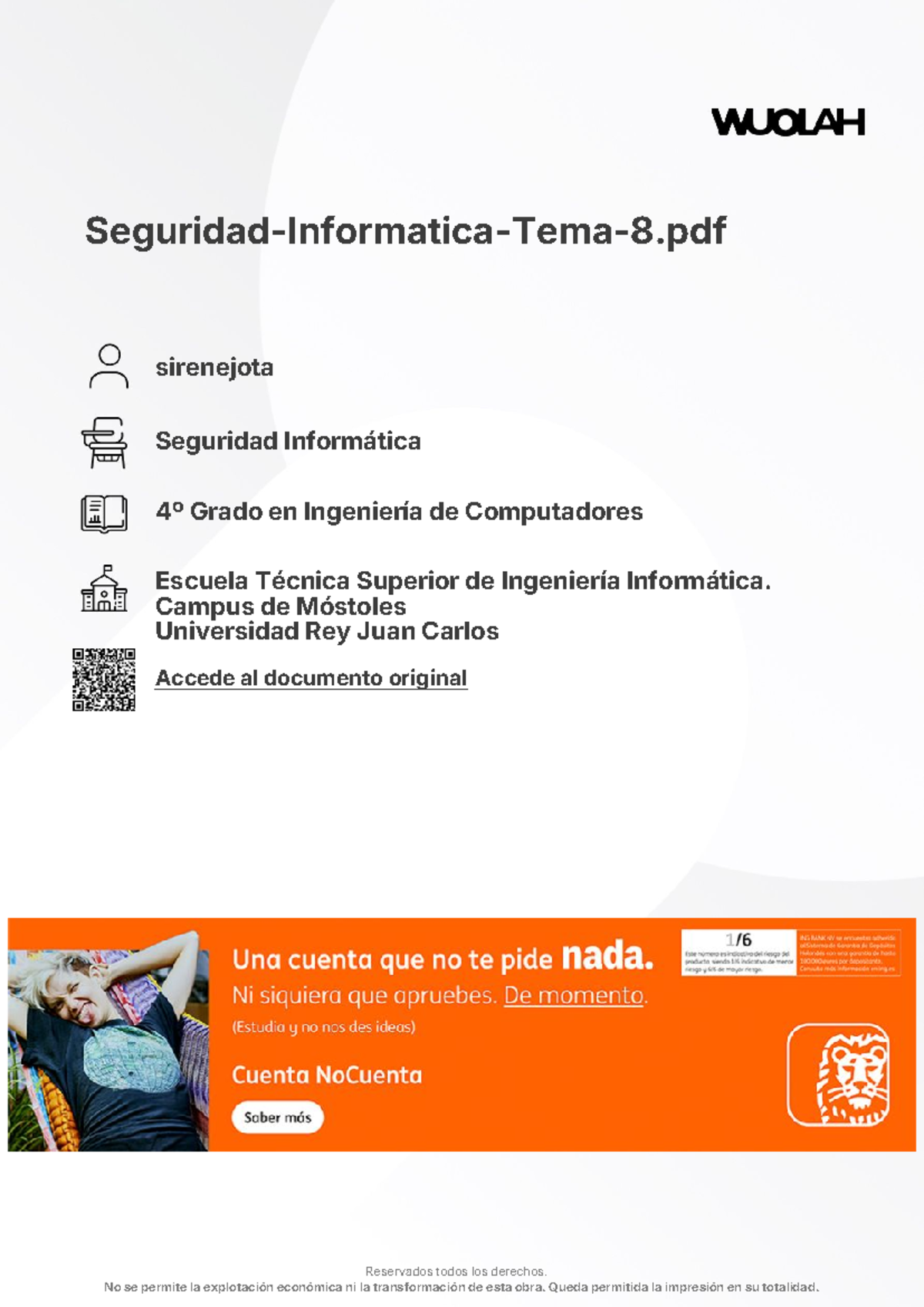 Seguridad Informática 4º Grado: Tema 8 - Contramedidas de Red - Studocu