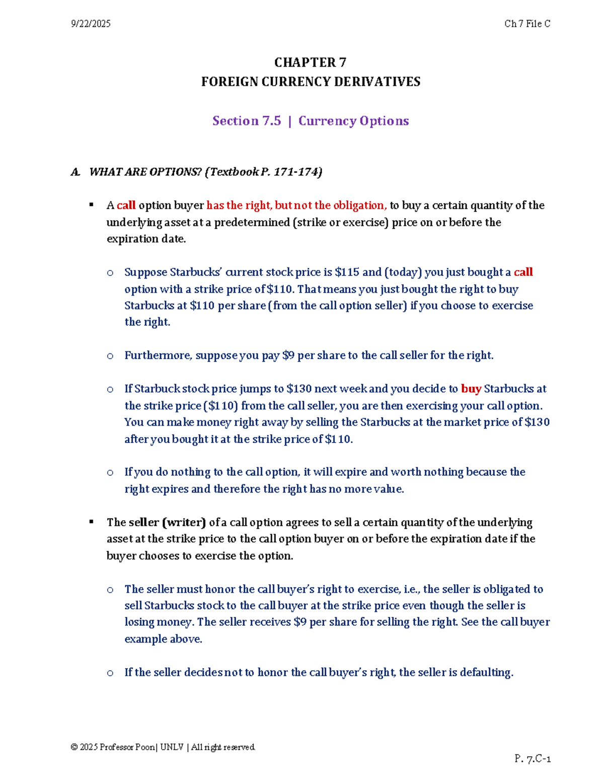 Ch 07 FX Derivatives: Currency Options Explained - Studocu
