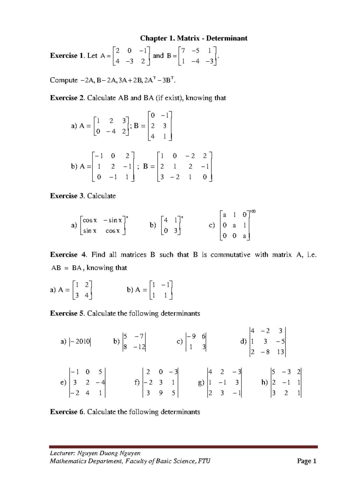 Exercise Chapter 1 TCC - Lecturer: Nguyen Duong Nguyen Mathematics ...