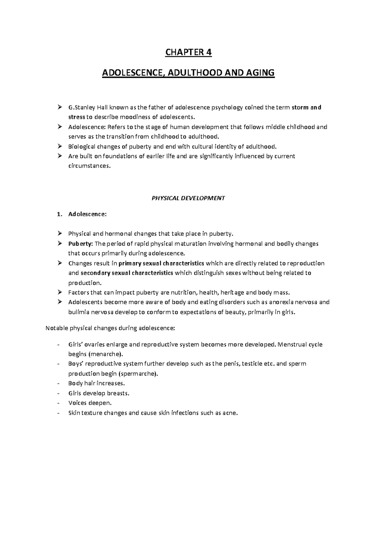 Chapter 4 Summary: Key Insights on Adolescence, Adulthood, and Aging ...