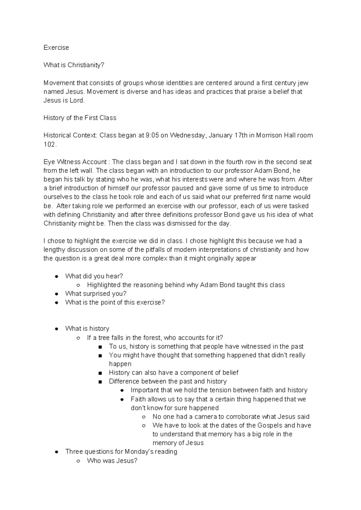 Religion 1350: Understanding the Foundations of Christianity Through ...