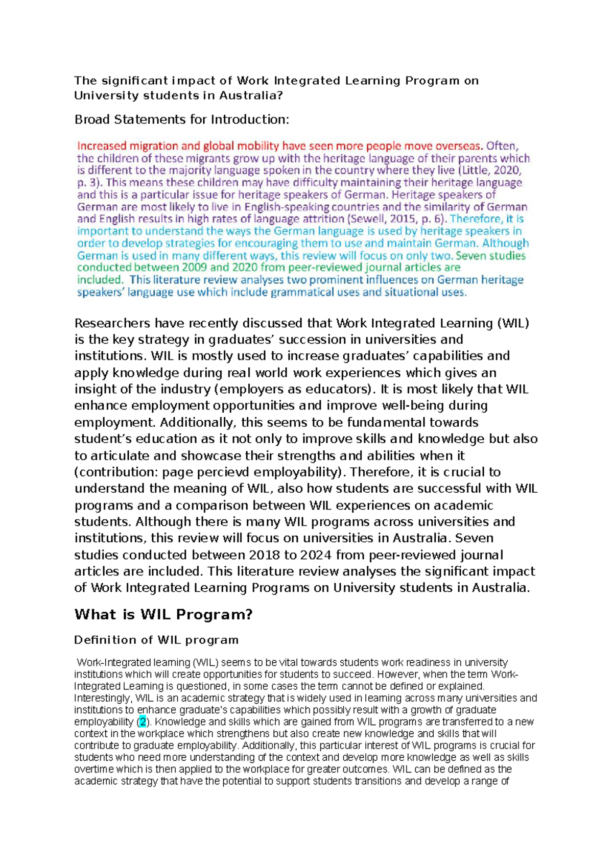 Impact of Work Integrated Learning Programs on Uni Students in Aus: A ...