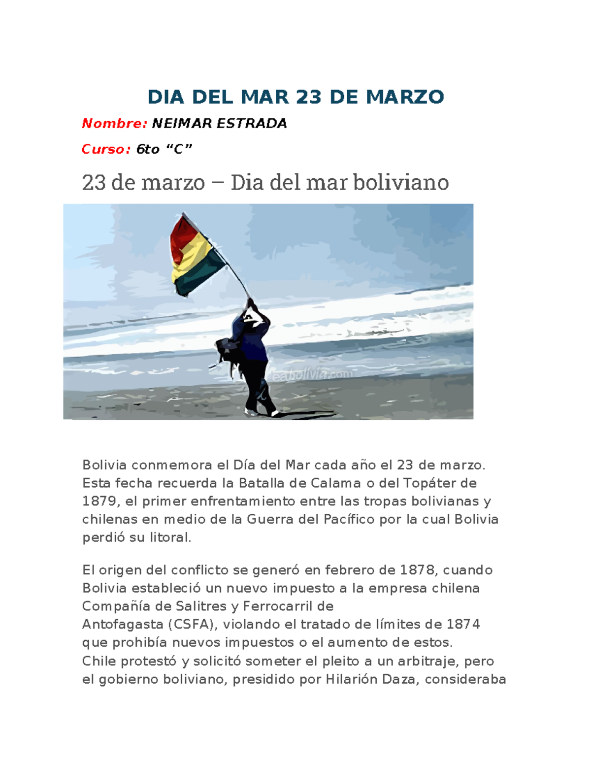 Día del Mar 23 de Marzo: Historia y Significado en Bolivia - Document Preview