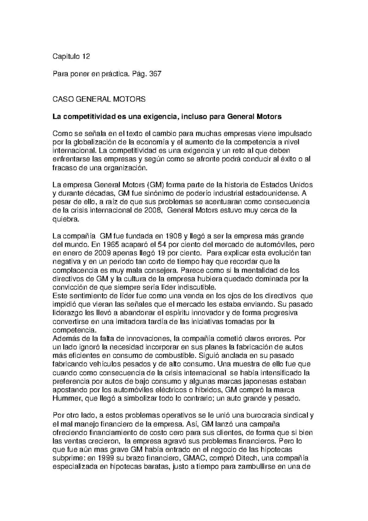 Caso General Motor | Cadena De Suministro | Business