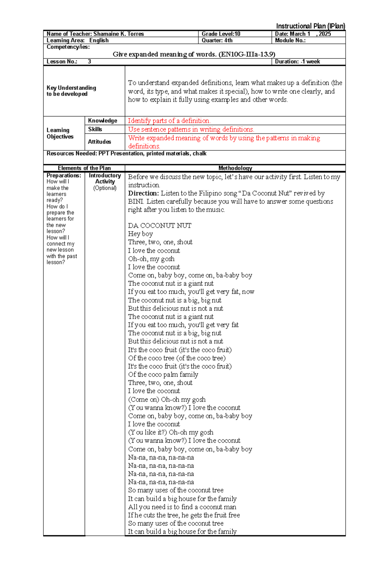 DLP English 10 Week 3 - Detailed Lesson Plan for Grade 10 Quarter 4 ...