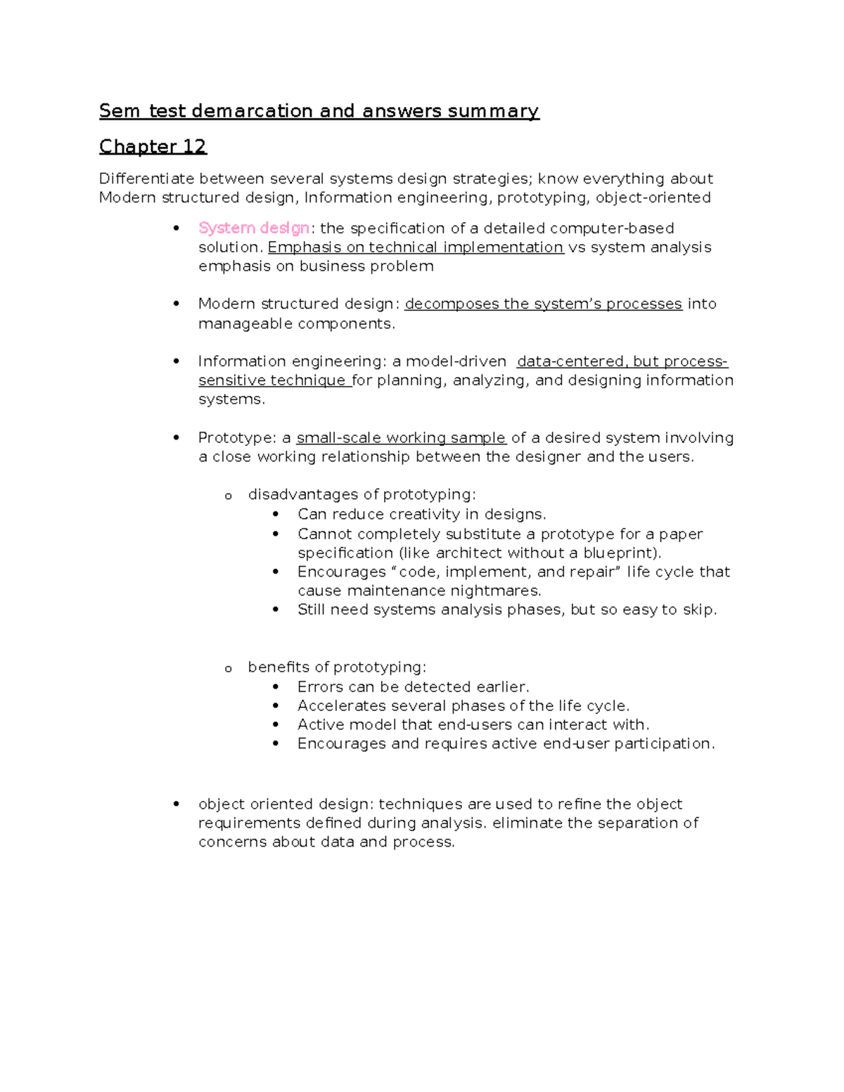 Sem Test Summary: Chapter 12 & 16 on System Design Concepts - Studocu