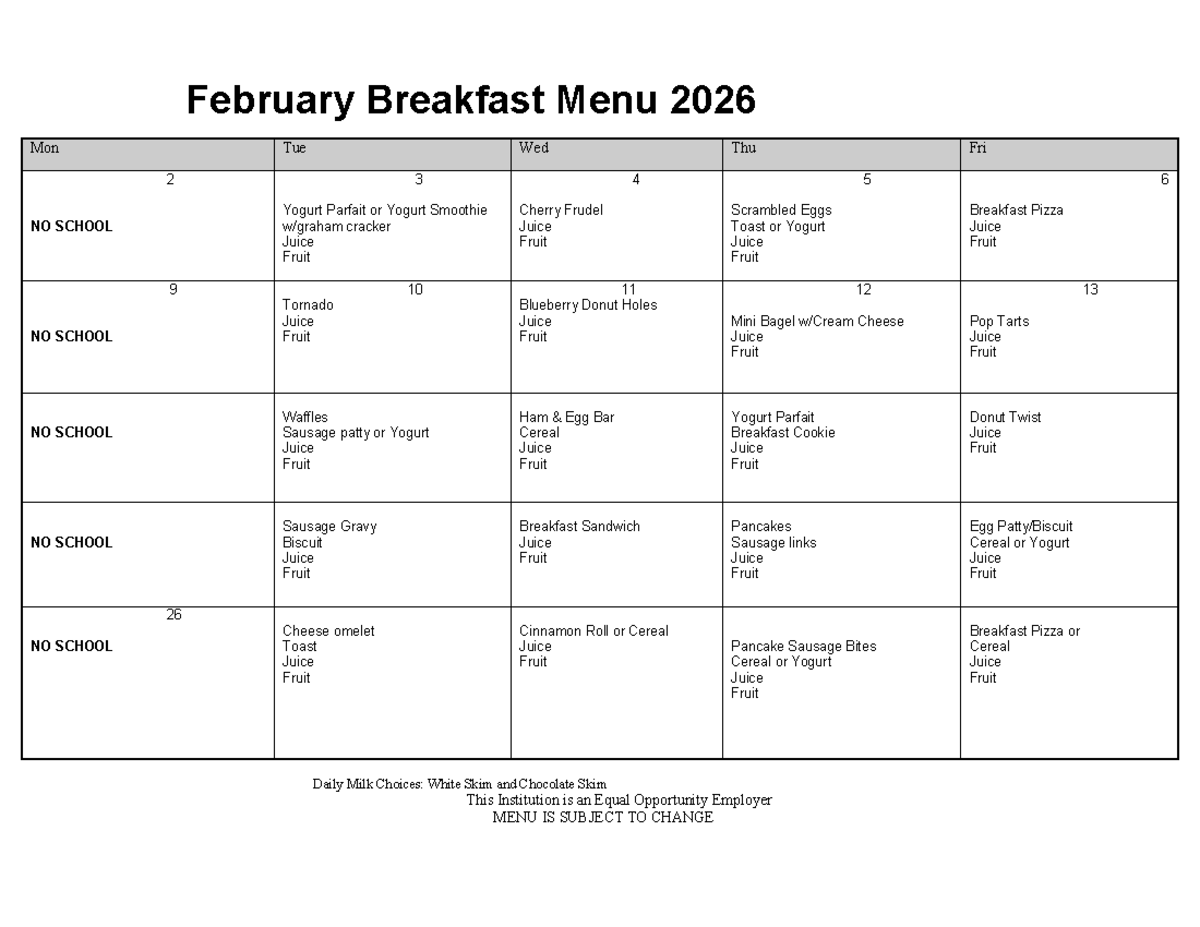 February 2026 Breakfast Menu Weekly Selections Studocu Thumb 1200 927 