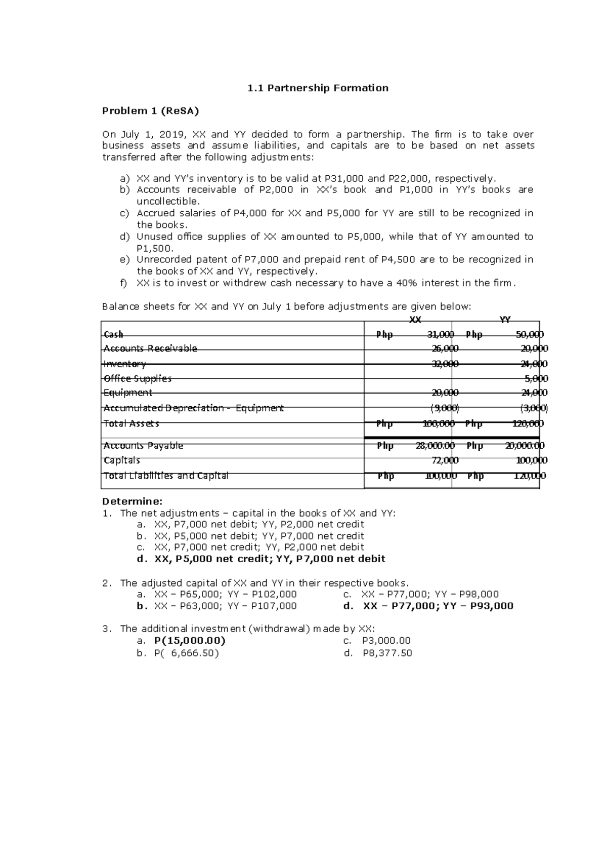 Partnership Formation Analysis for ReSA Course (AFAR) - Studocu