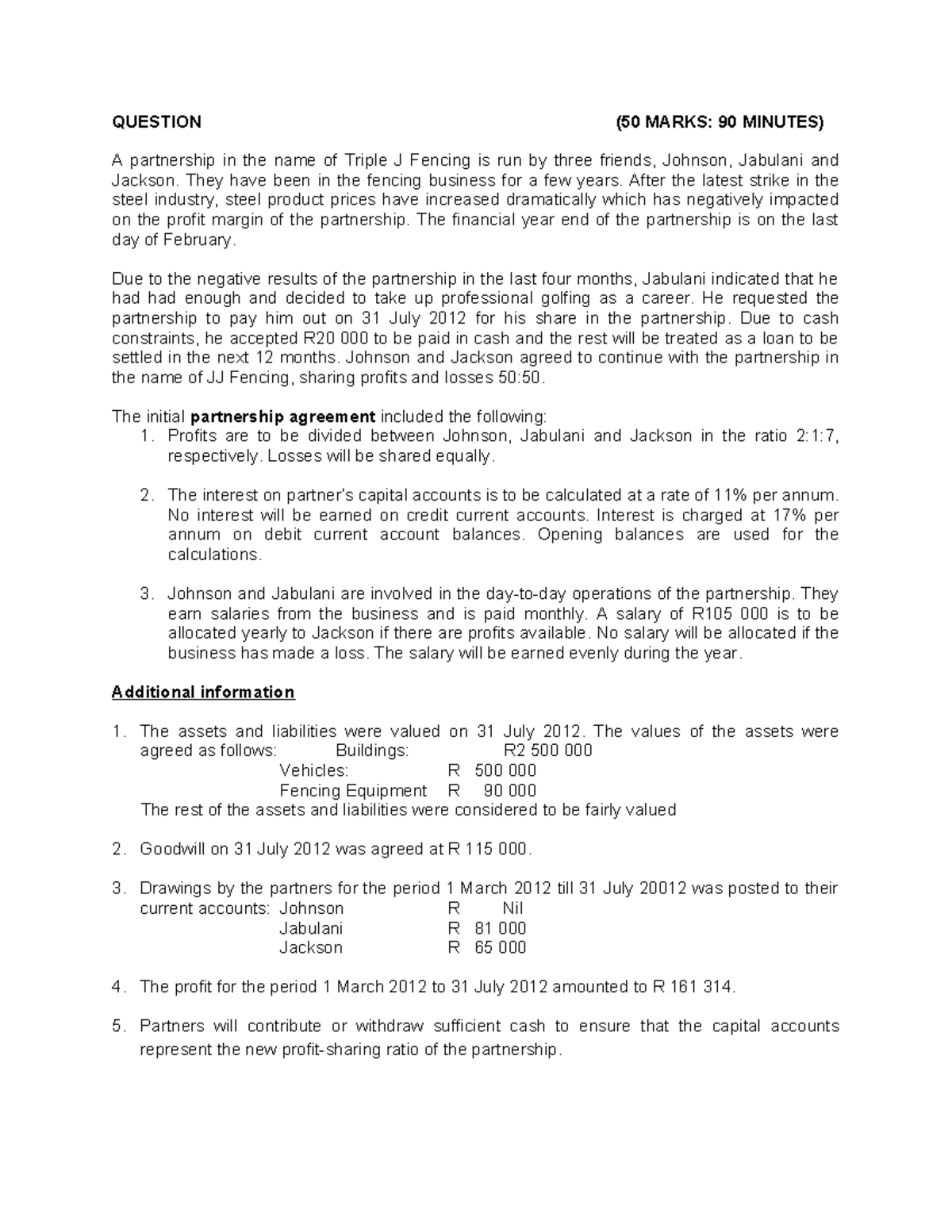 Q ACC 101 - Q JJJ Partnership Practice Questions (50 Marks) - Studocu