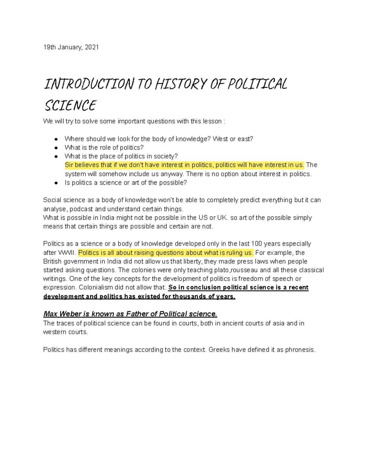 Political Science Notes: Key Concepts and Theories (PS101) - Studocu