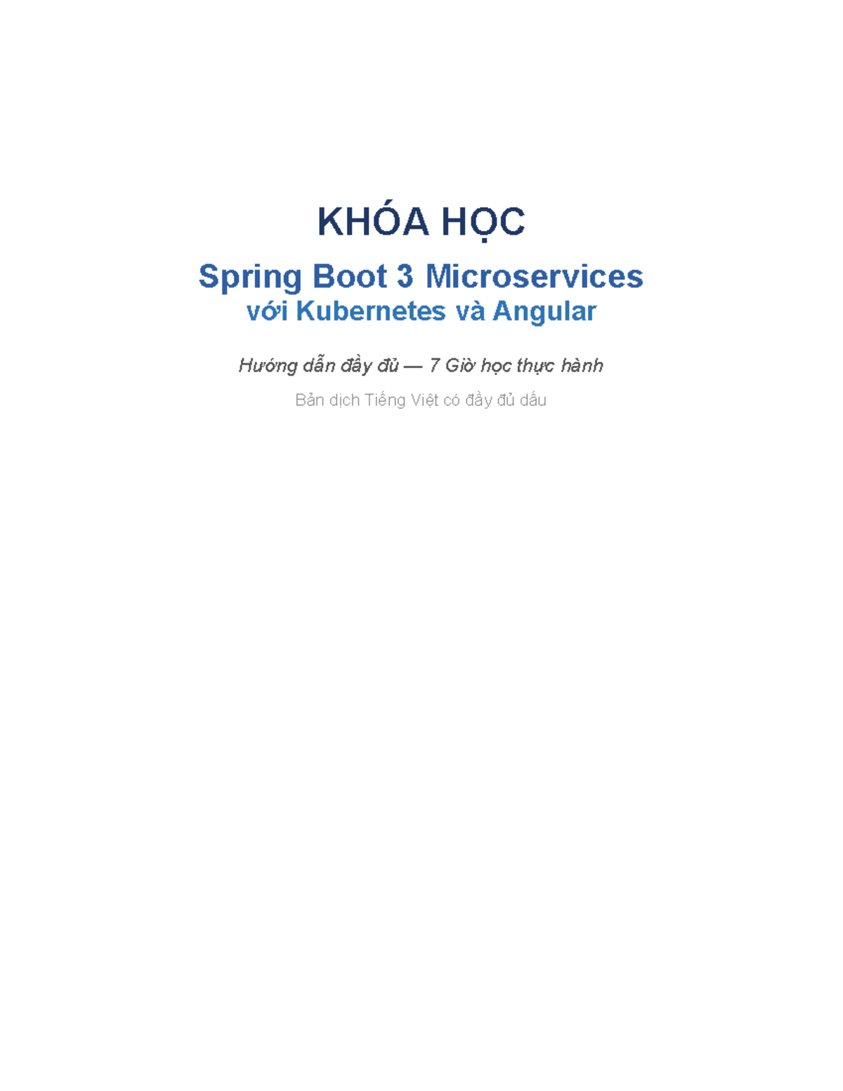 KHÓA HỌC Spring Boot 3 Microservices với Kubernetes và Angular - Hướng ...