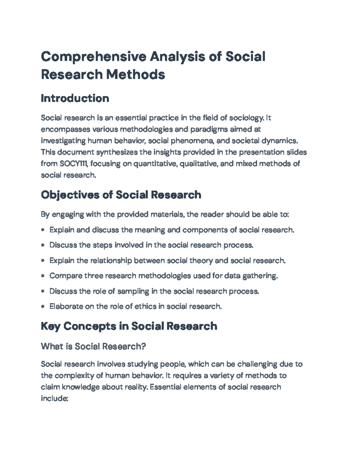 Comprehensive Overview of Social Research Methods - SOCY111 Lecture ...