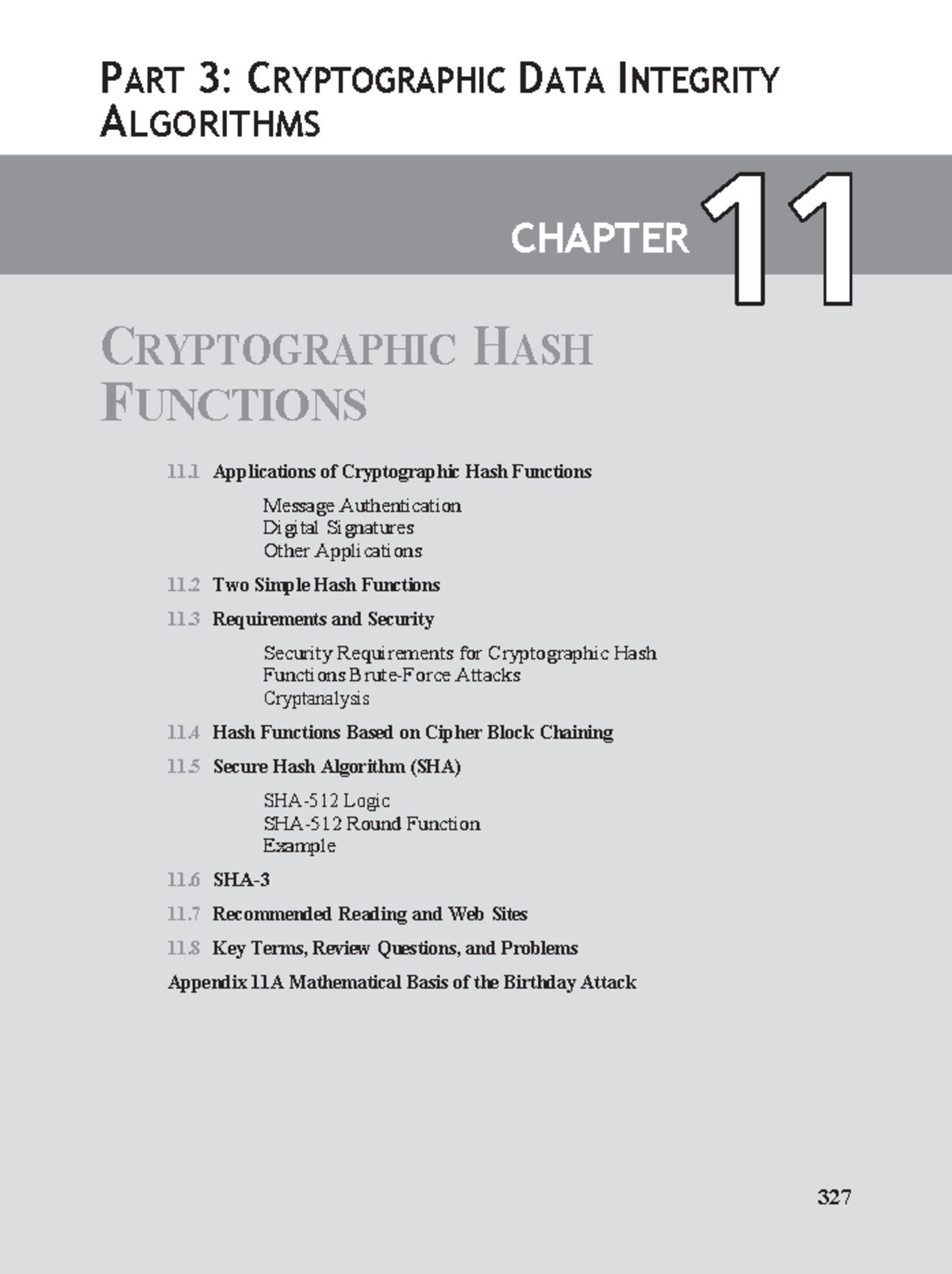Cryptography and Network Security: Chapter 11 - Cryptographic Hash ...