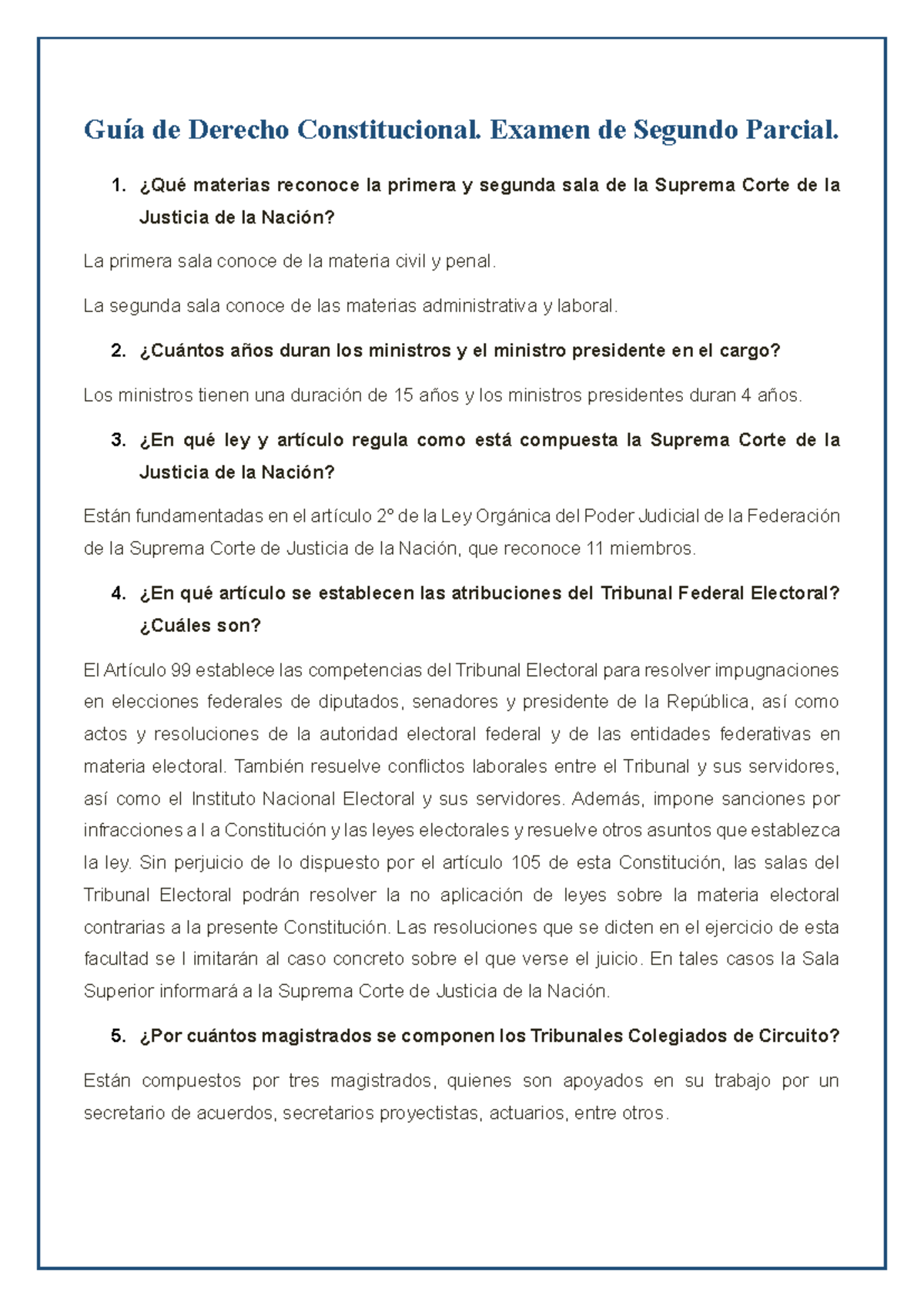 Guía de Derecho Constitucional II: Examen Segundo Parcial - Studocu