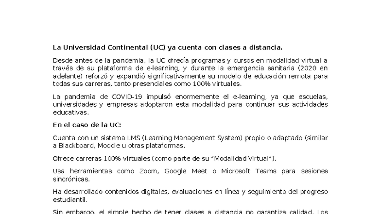 La Universidad Continental (UC) y el Futuro de la Educación a Distancia ...