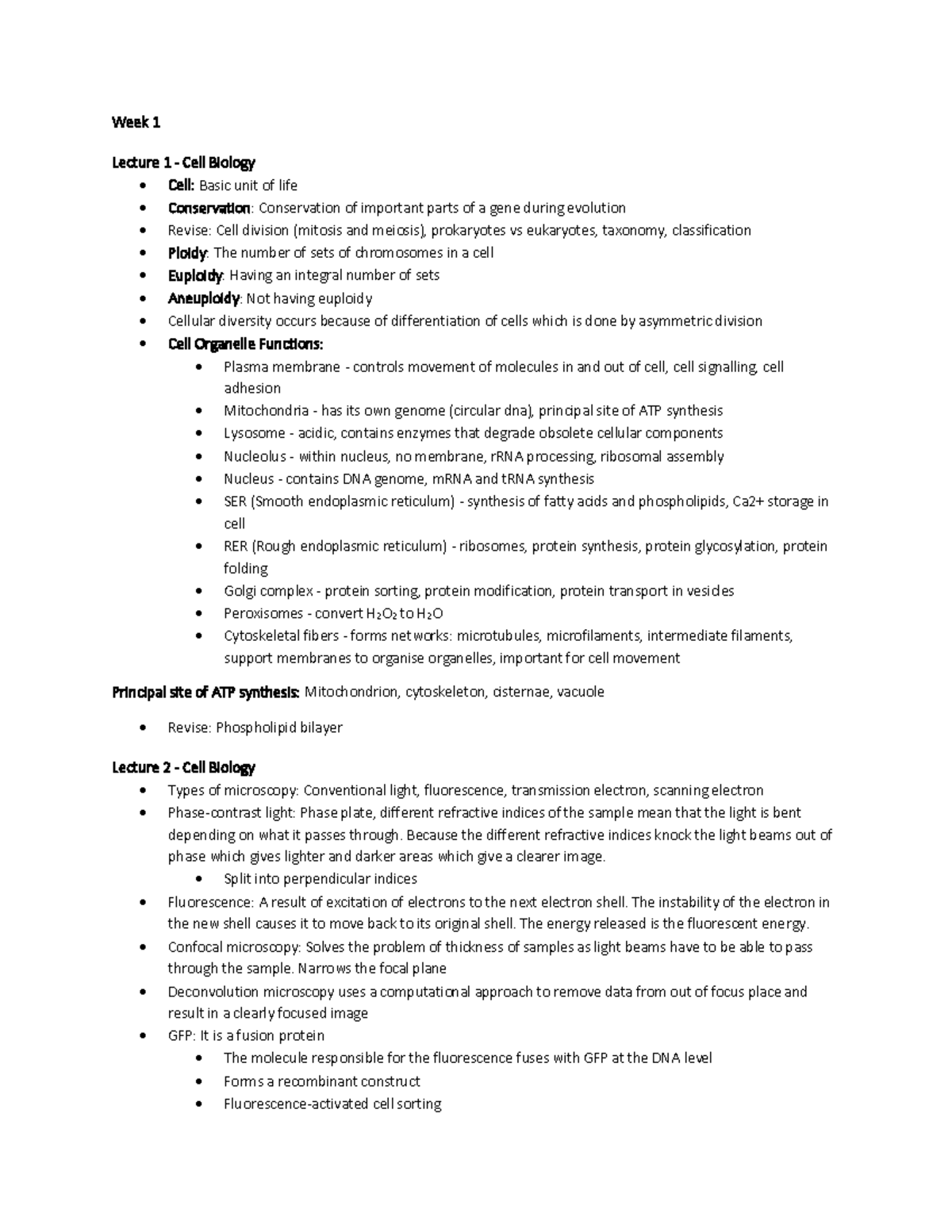 Week 1 and 2 - Cell Biology and Molecular Biology - Nucleic Acids, DNA ...
