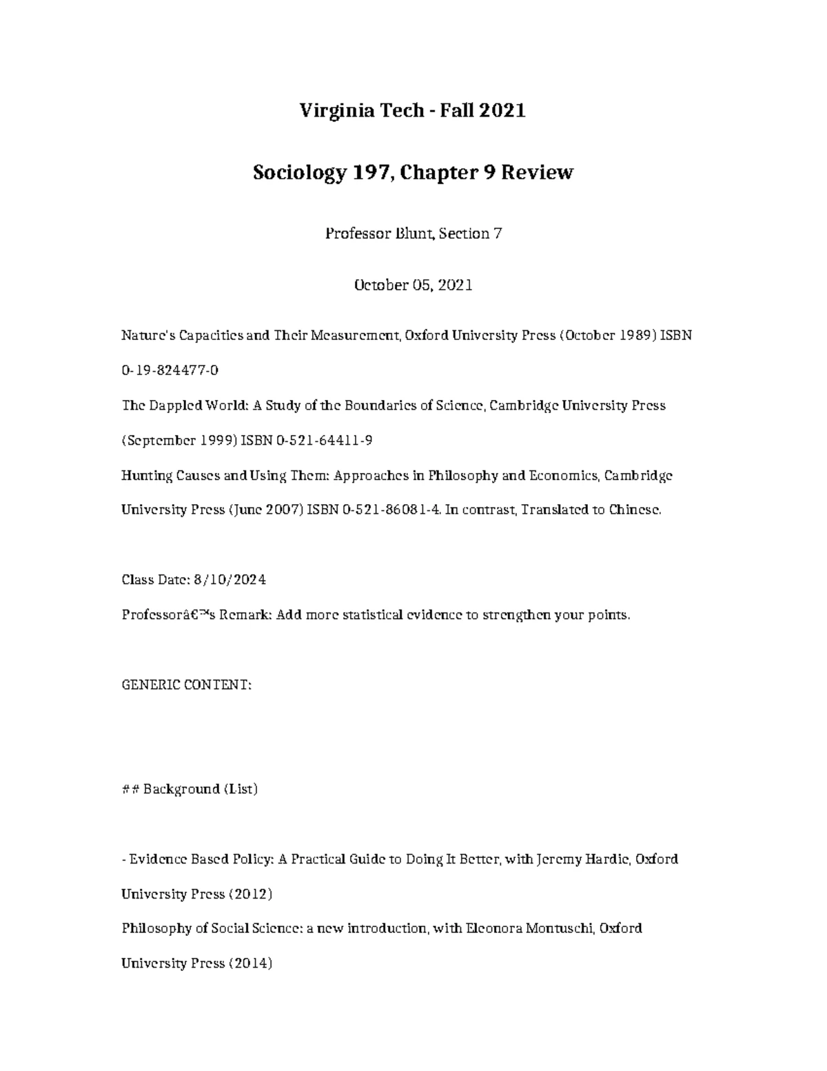 Sociology 197 Fall 2021 Chapter 2 Paper Analysis and Findings - Studocu
