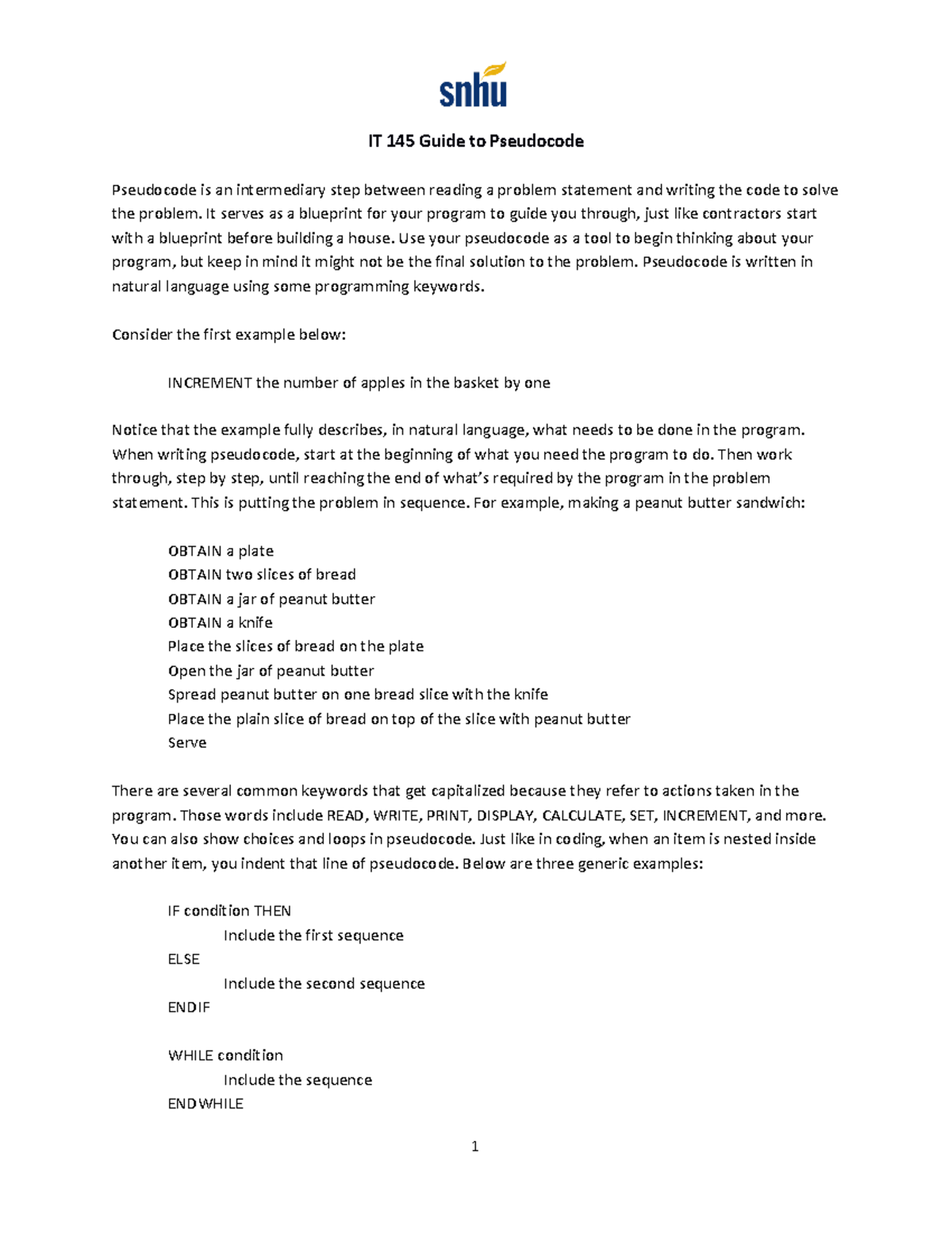 IT 145 Pseudocode: Detailed Guide with Examples and Tips - Studocu