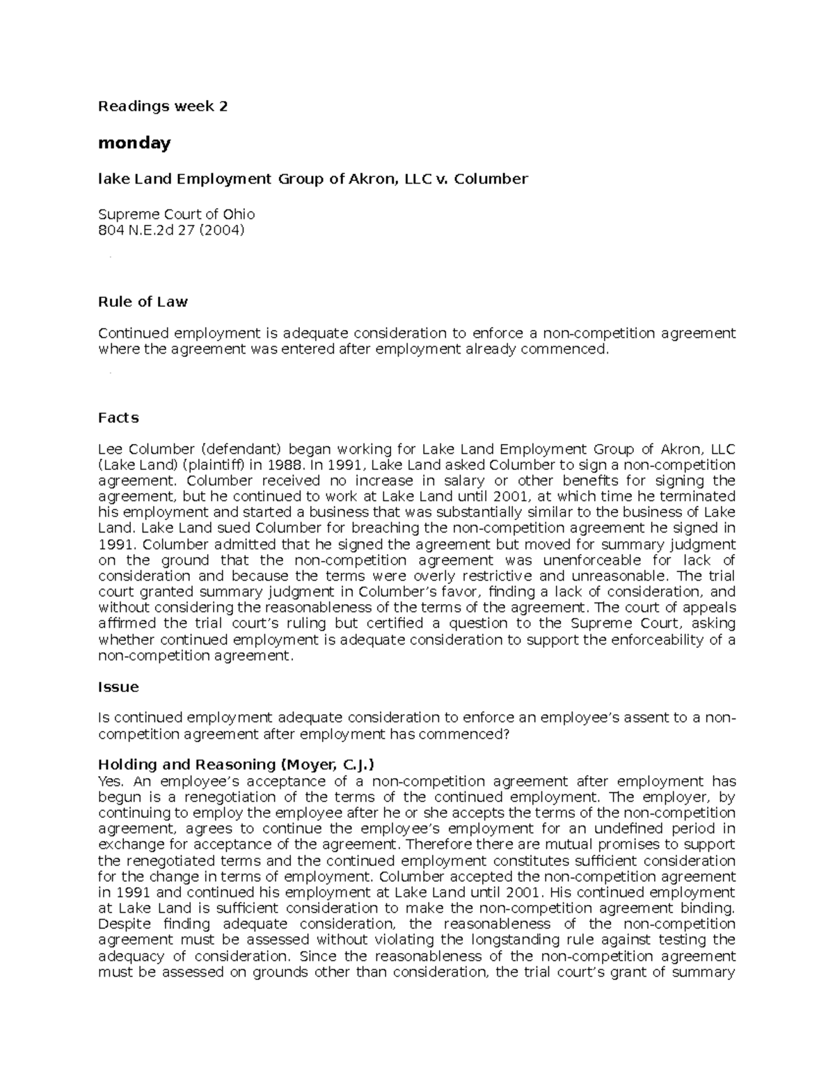 Course 101: Week 2 – Comprehensive Lecture Notes on Legal Contracts ...