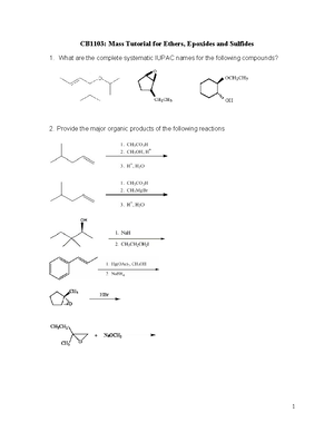 CH2102: Tutorial 4 Answers on Alkyl Halides and Reactions - Studocu