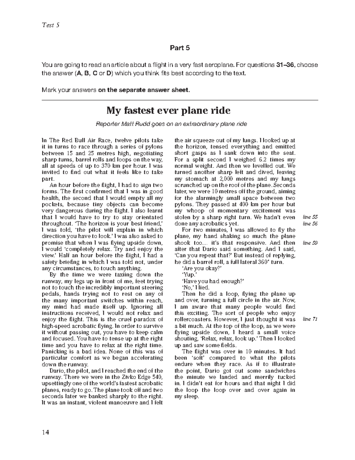 Reading Practice Tests - Test 5 Part 5 You are going to read an article ...