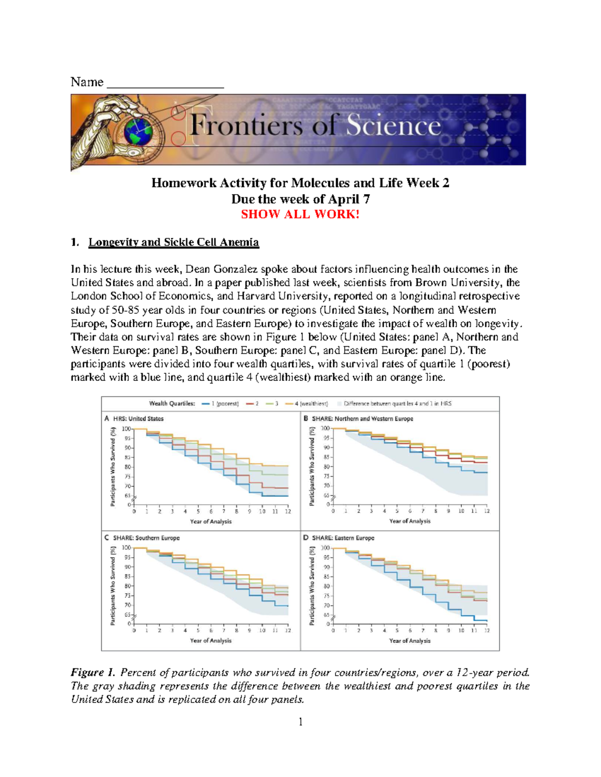 ML2 Homework Activity: Molecules and Life Week 2 Analysis and Questions ...