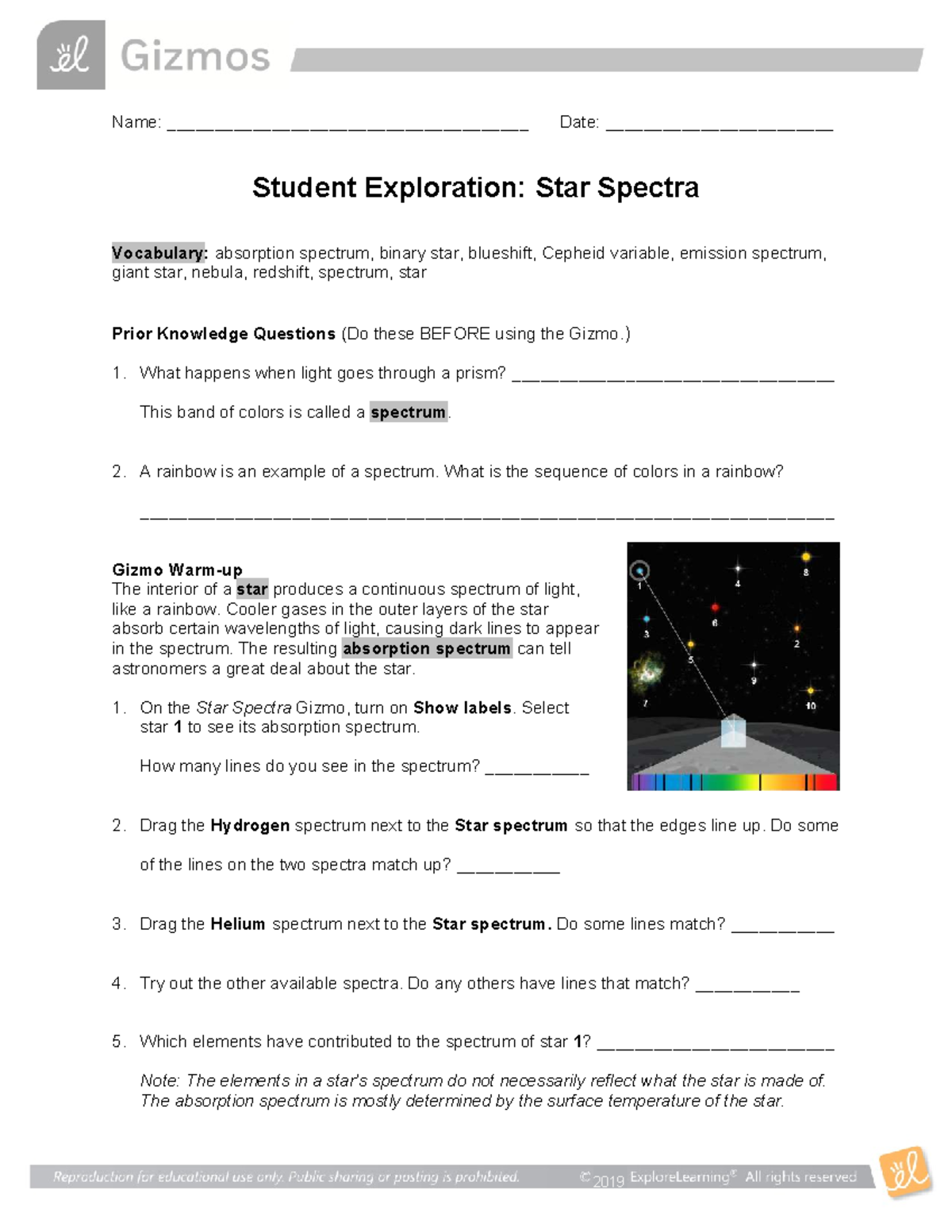 Star Spectra SE: Understanding Stellar Classification and Absorption ...