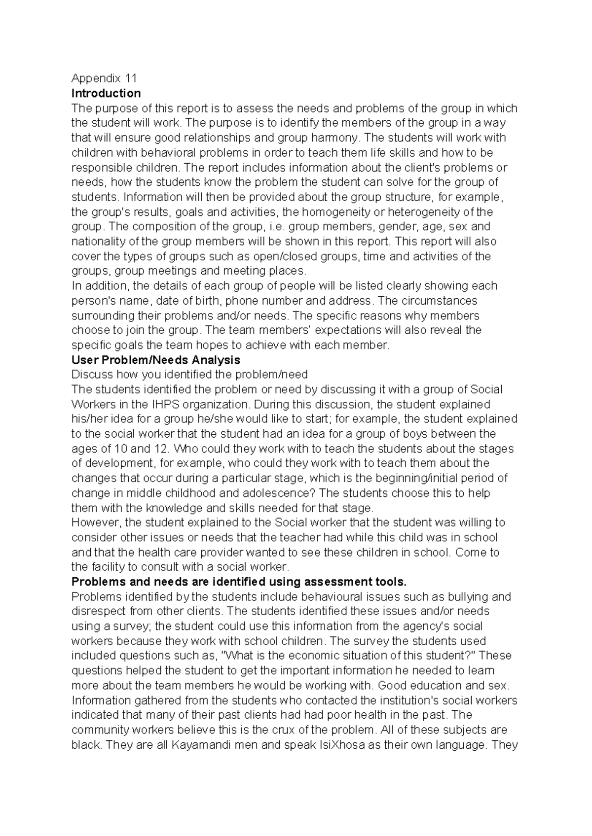 Appendix 112 - Group Needs Assessment for Behavioral Issues in Children ...